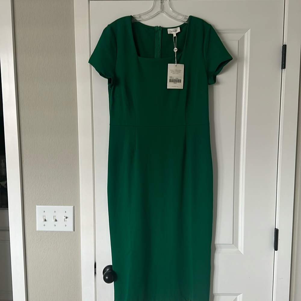 Bohme Deep Green Midi Dress 👗 size Large NWT
